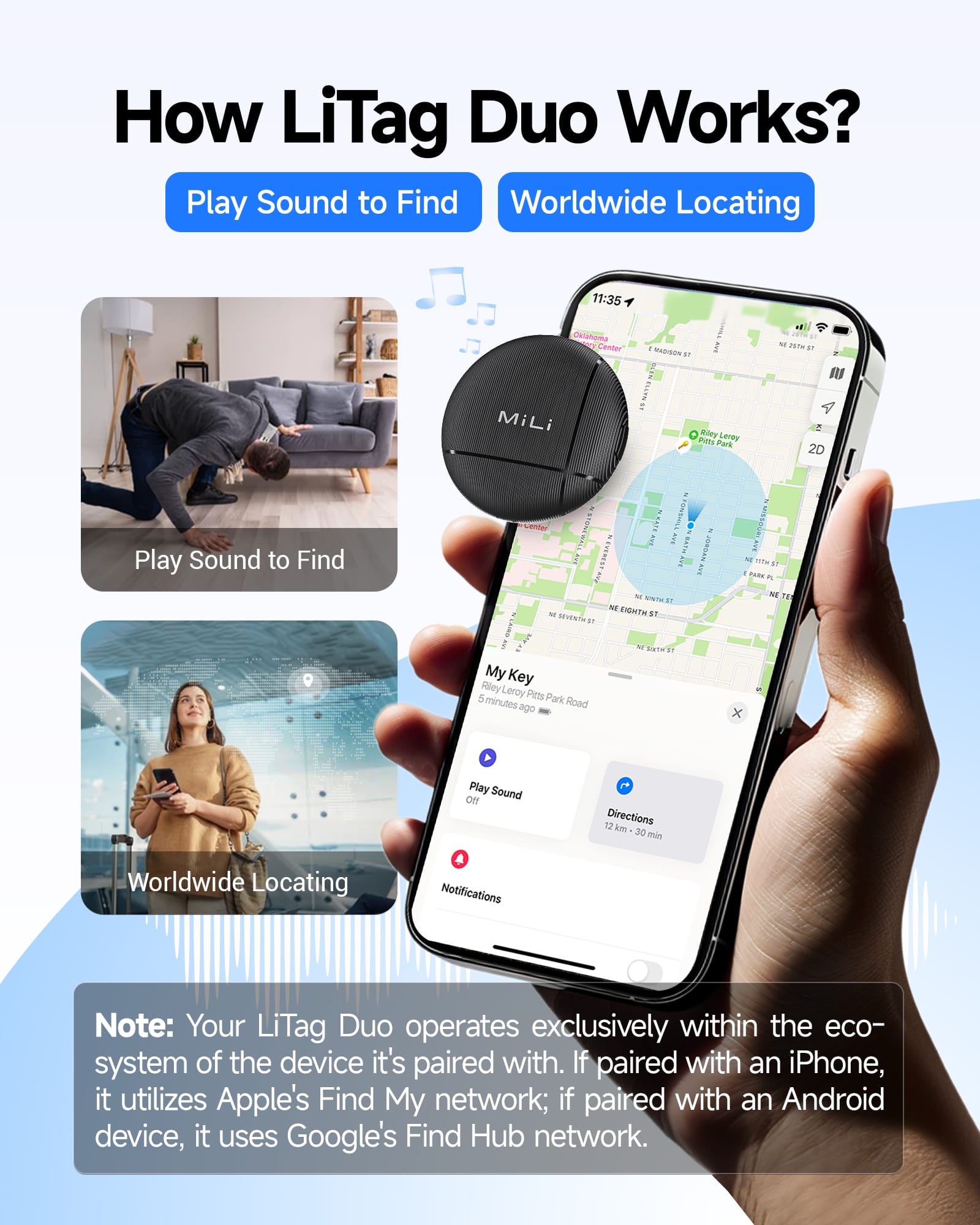 HD-P16-6iOSAndroid产品详情1600-2000-亚马逊-2.jpg MiLi MiTag Duo Smart Finder for both Android & iOS – replaceable battery, Google & Apple Find My certified - Image 5